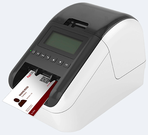 AppE20 badge printer with a badge coming out